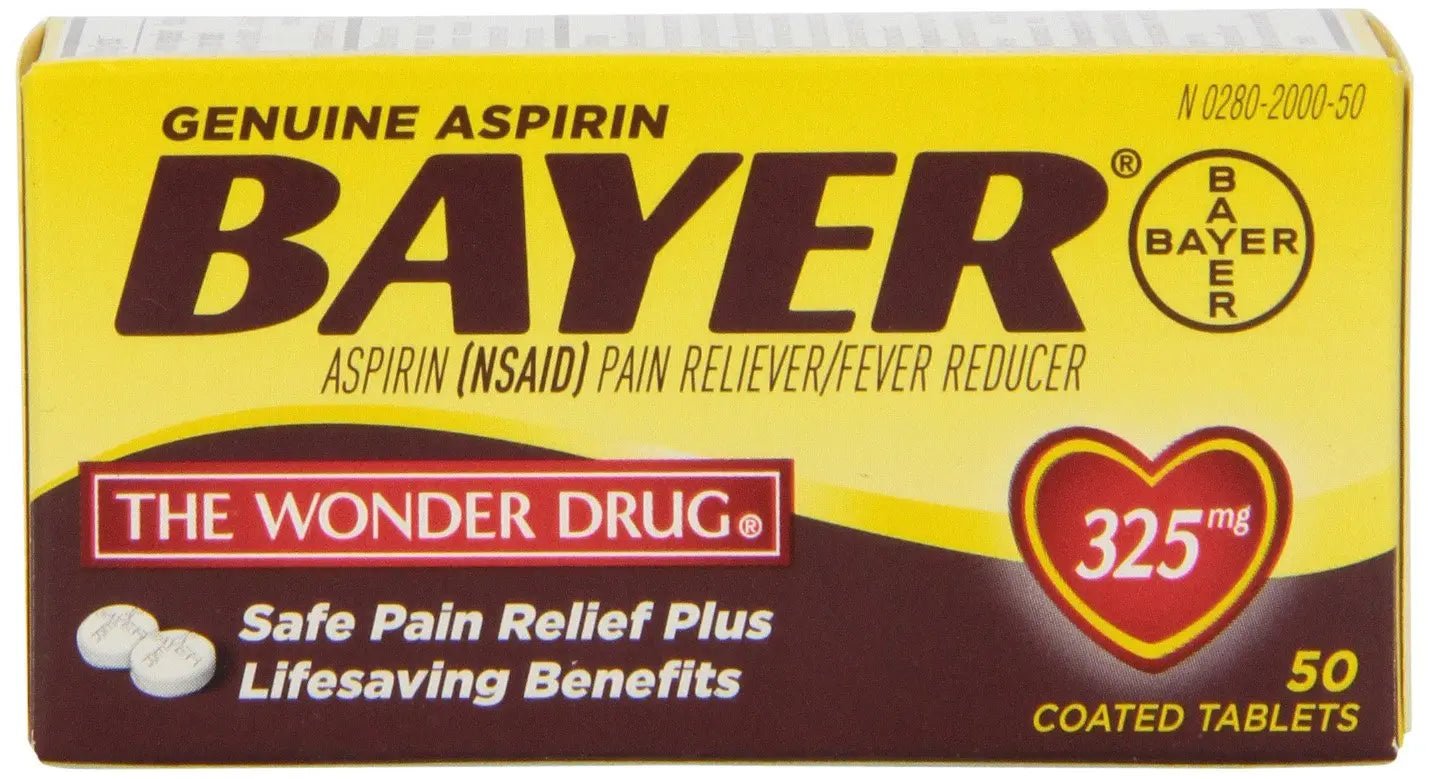 Genuine Bayer Aspirin 325mg Tablets, 50-Count (Pack of 2) - dailyvitalstore