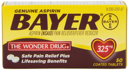 Genuine Bayer Aspirin 325mg Tablets, 50-Count (Pack of 2) - dailyvitalstore