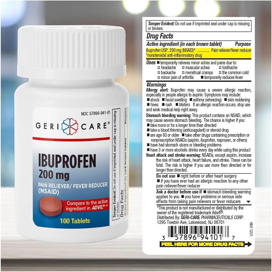 Geri Care IBUPROFEN Pain Relief Tablets (100 Count) - dailyvitalstore
