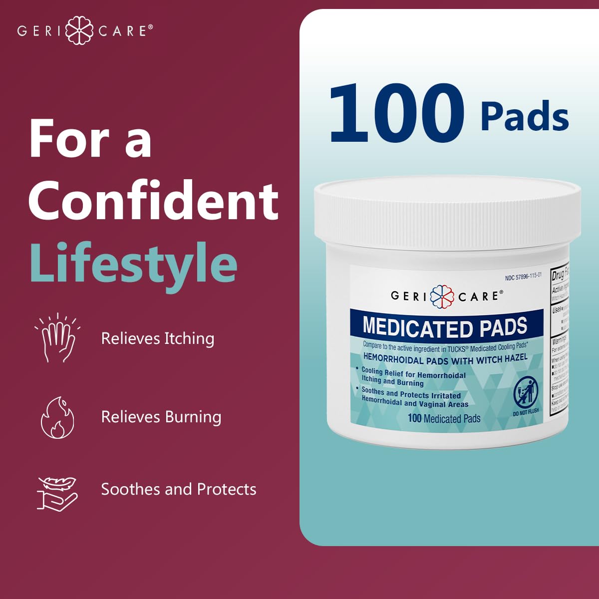 GeriCare Anti-Diarrheal Caplets 24 Count & Medicated Pads of Witch Hazel 50% 100 Count Bundle – Fast Relief for Diarrhea, Soothing Medicated Pads for Irritation, Digestive Support & Travel - dailyvitalstore