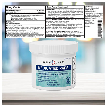 GeriCare Anti-Diarrheal Caplets 24 Count & Medicated Pads of Witch Hazel 50% 100 Count Bundle – Fast Relief for Diarrhea, Soothing Medicated Pads for Irritation, Digestive Support & Travel - dailyvitalstore