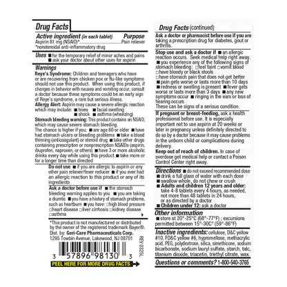GeriCare Aspirin 81mg Adult Low Dose, Pain Reliever - Enteric Coated Tablets for Enhanced Absorption and Gentle Digestion – Supports Blood Flow, Reduces Inflammation, 300 Count (Pack of 1) - dailyvitalstore