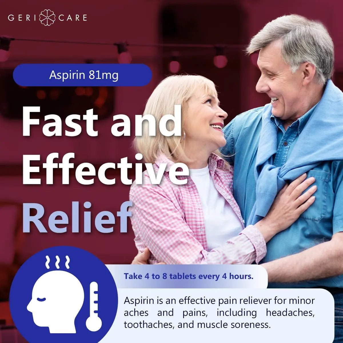 GeriCare Aspirin 81mg Adult Low Dose, Pain Reliever - Enteric Coated Tablets for Enhanced Absorption and Gentle Digestion – Supports Blood Flow, Reduces Inflammation, 300 Count (Pack of 1) - dailyvitalstore