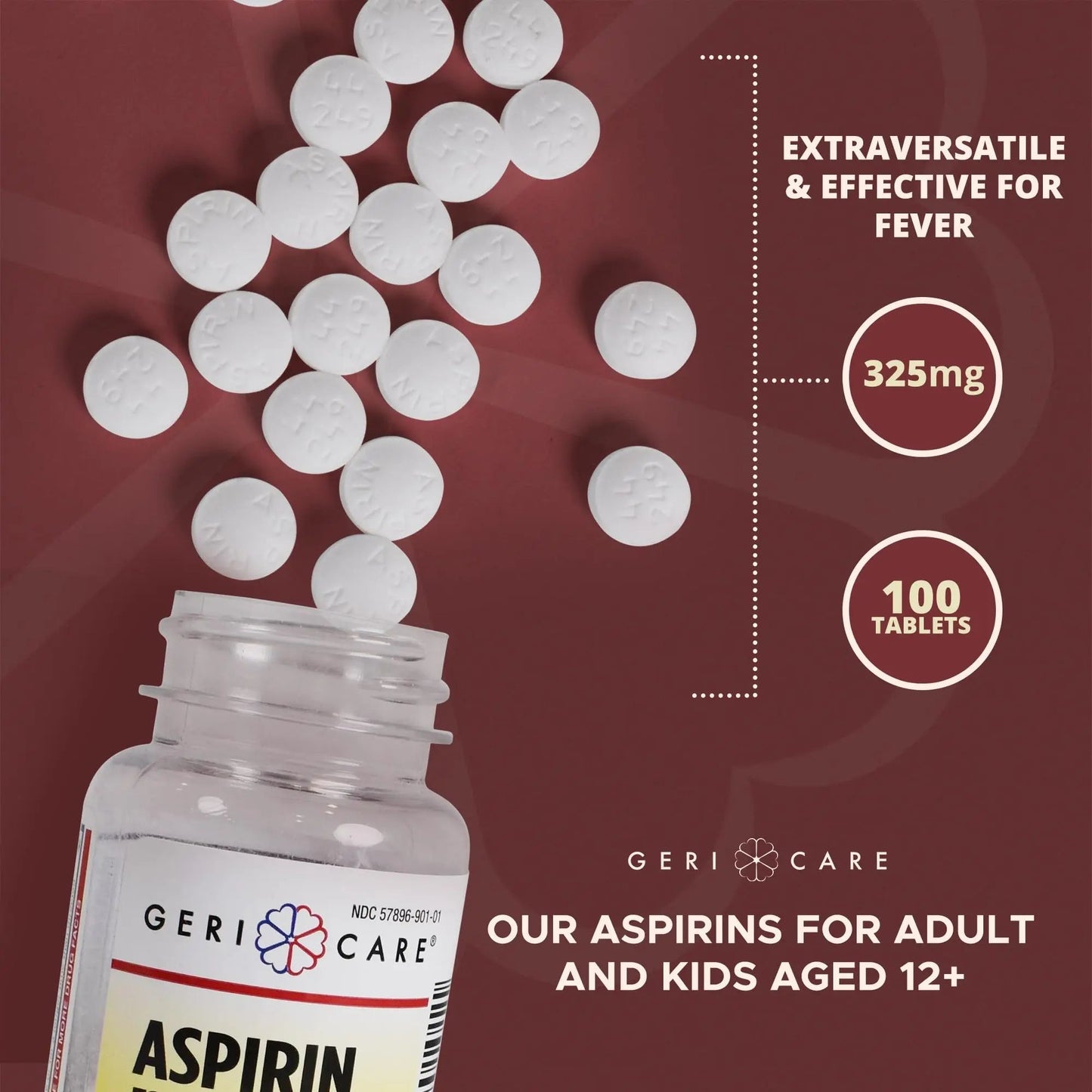 GeriCare Bottled Aspirin 325mg 100 Count Bottle (Pack of 1) - dailyvitalstore