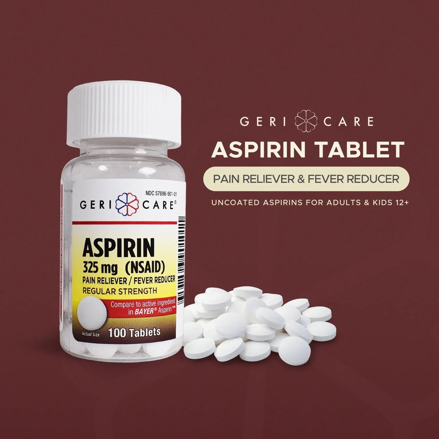 GeriCare Bottled Aspirin 325mg 100 Count Bottle (Pack of 1) - dailyvitalstore