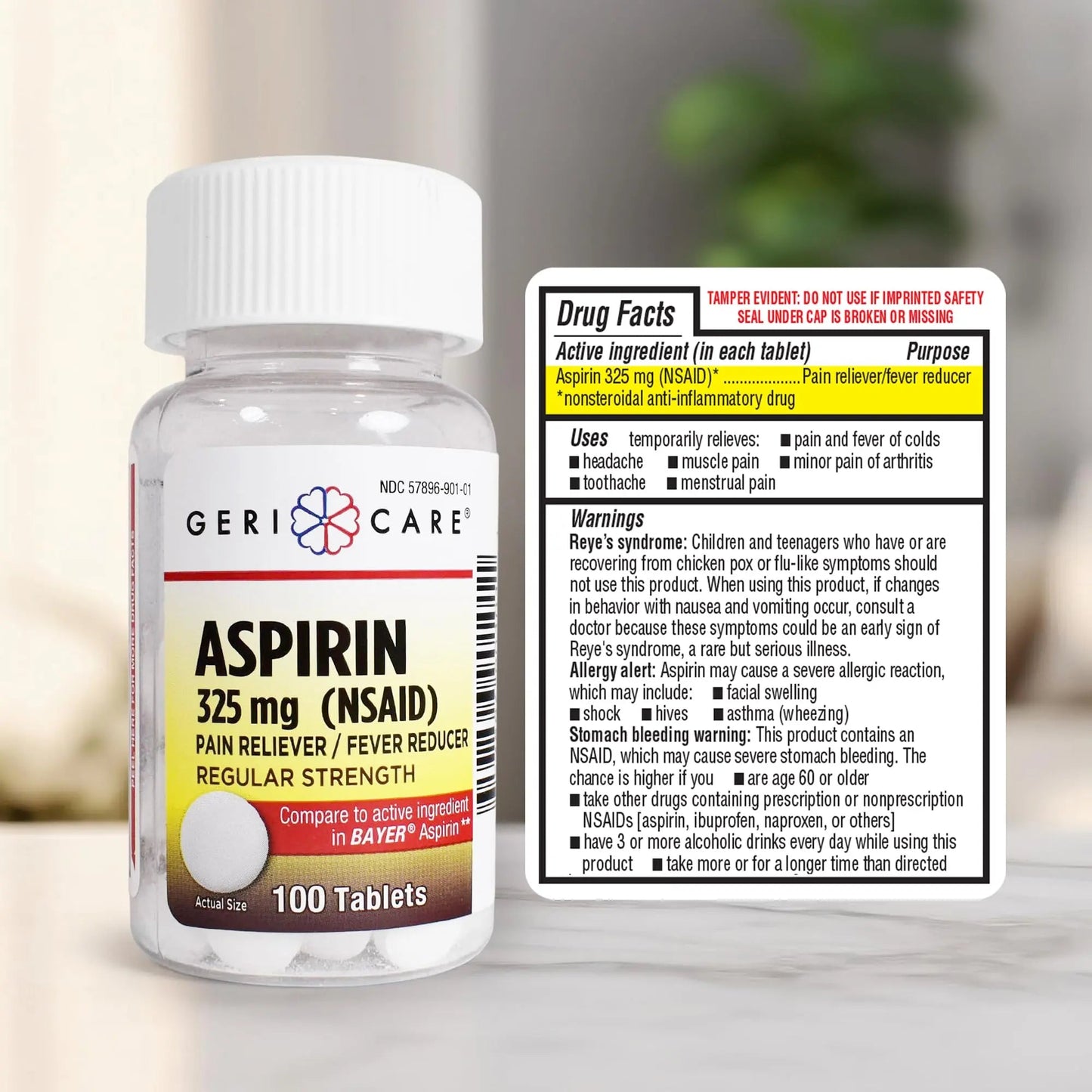 GeriCare Bottled Aspirin 325mg 100 Count Bottle (Pack of 1) - dailyvitalstore