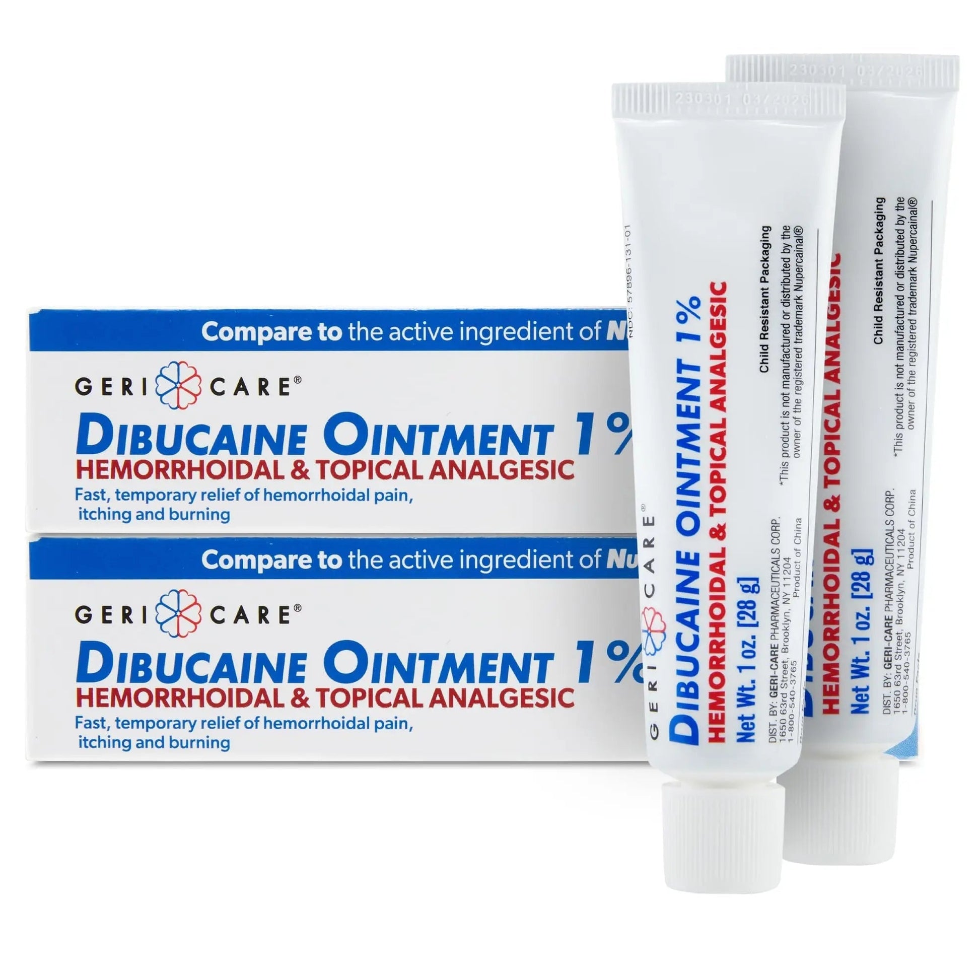 GeriCare Dibucaine Hemorroid Ointment 1% Pain-Relief Hemorrhoid Cream |Hemorroidal & Topical Analgesic| Quick Relief from Burning & Itching | Fast-Acting External Hemorrhoid Treatment 1oz (2 Pack) - dailyvitalstore