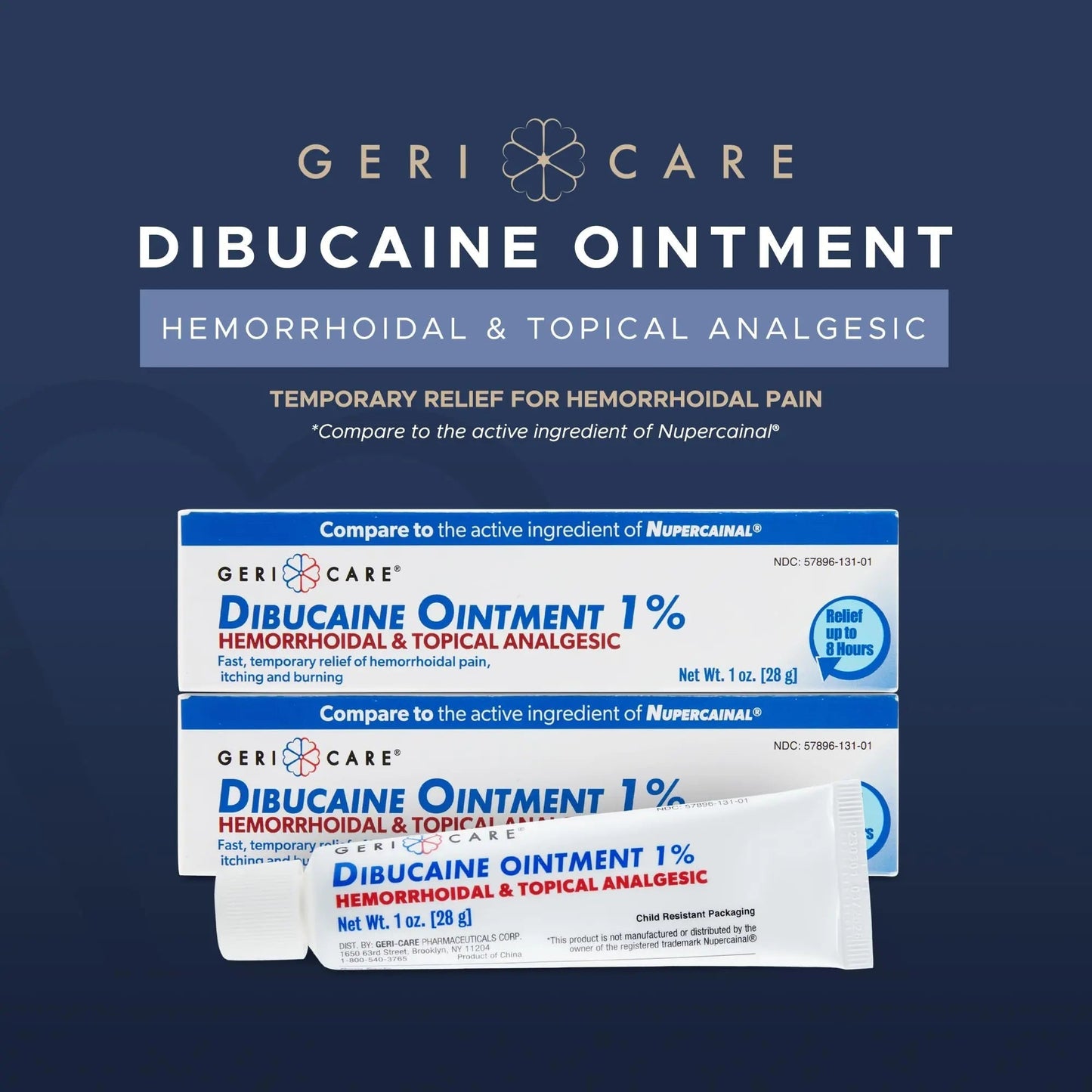 GeriCare Dibucaine Hemorroid Ointment 1% Pain-Relief Hemorrhoid Cream |Hemorroidal & Topical Analgesic| Quick Relief from Burning & Itching | Fast-Acting External Hemorrhoid Treatment 1oz (2 Pack) - dailyvitalstore