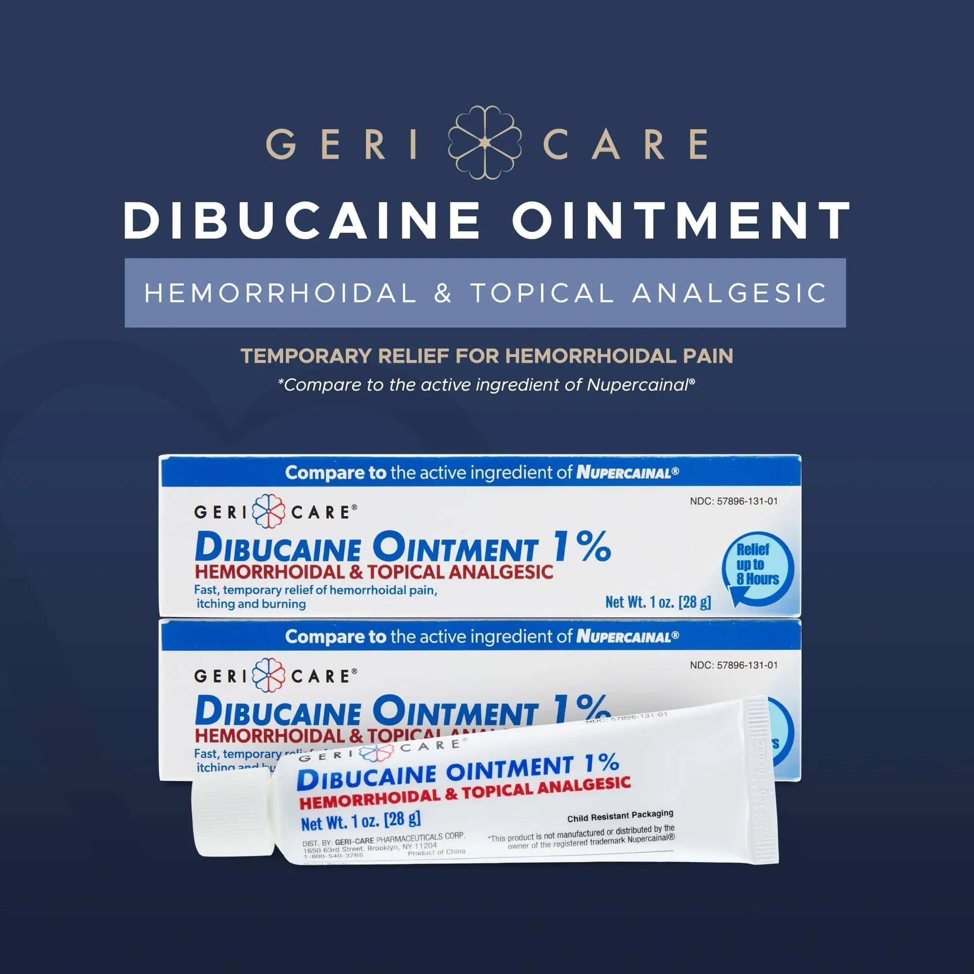 GeriCare Dibucaine Hemorroid Ointment 1% Pain-Relief Hemorrhoid Cream |Hemorroidal & Topical Analgesic| Quick Relief from Burning & Itching | Fast-Acting External Hemorrhoid Treatment 1oz (2 Pack) - dailyvitalstore