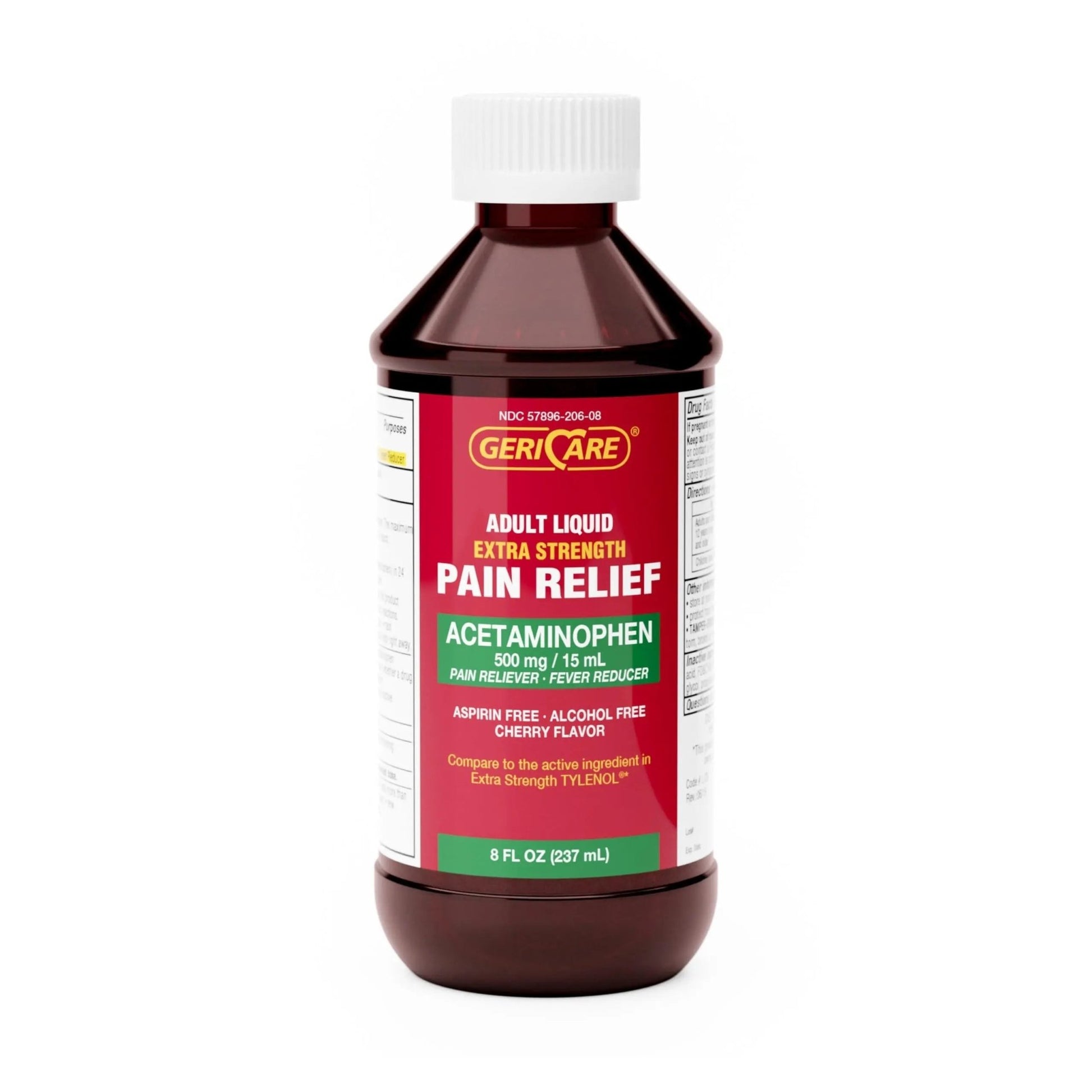 GeriCare Extra Strength Acetaminophen 500 mg Adult Liquid Pain Relief, Fever Reducer, 8 FL OZ (Pack of 1) - dailyvitalstore