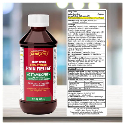 GeriCare Extra Strength Acetaminophen 500 mg Adult Liquid Pain Relief, Fever Reducer, 8 FL OZ (Pack of 1) - dailyvitalstore