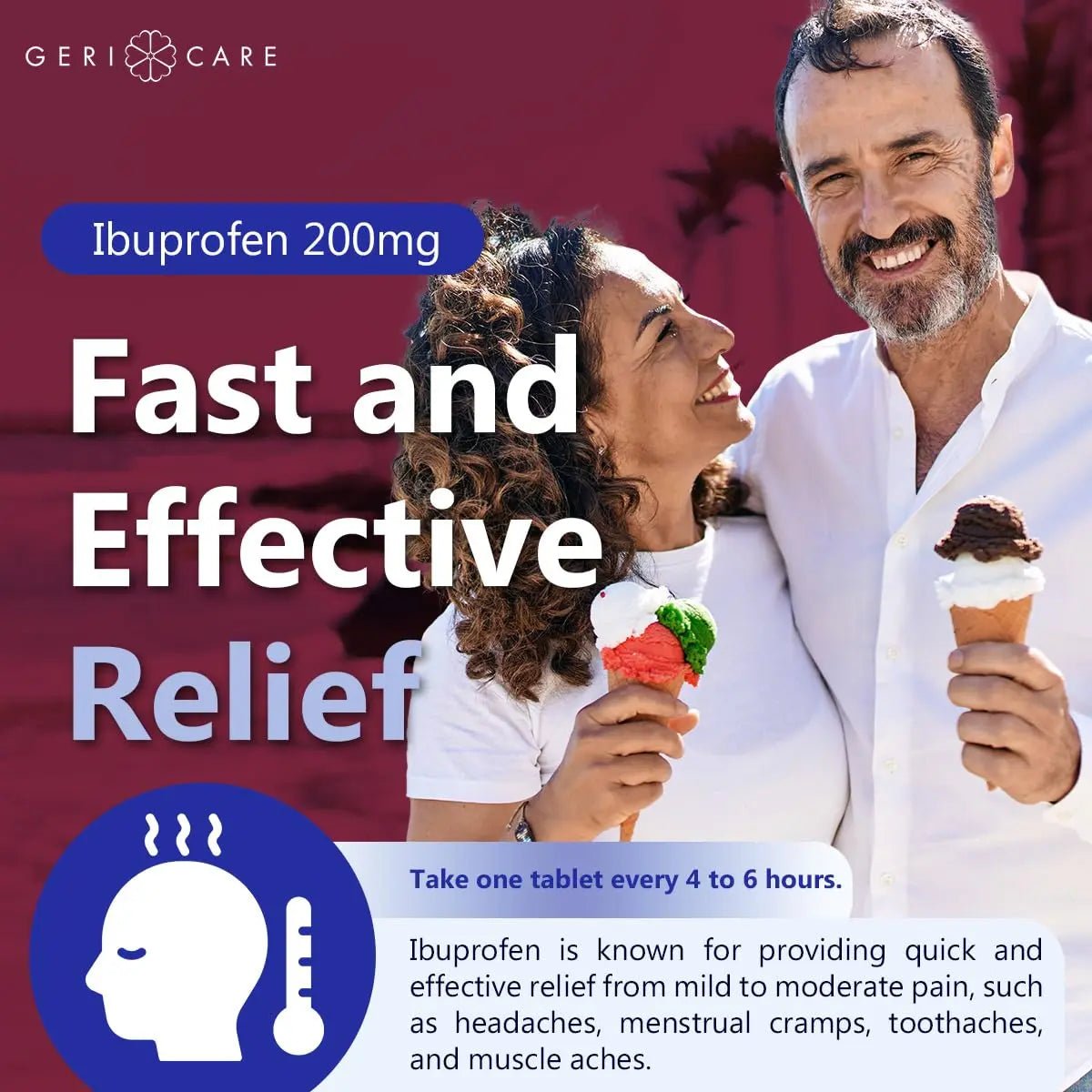 GeriCare Ibuprofen 200mg, Pain Reliever, Fever Reducer, Relieves Body Aches, 500 Count (Pack of 1) - dailyvitalstore