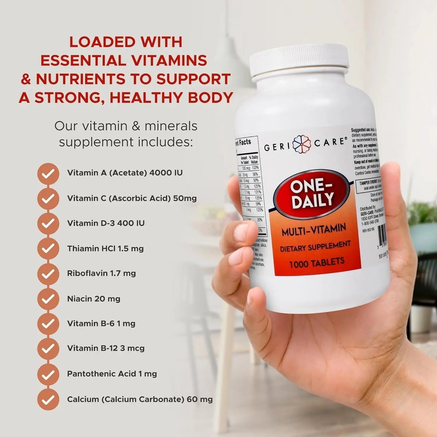 GeriCare Multivitamin Supplement Tablets, (Bottle of 1000) - dailyvitalstore