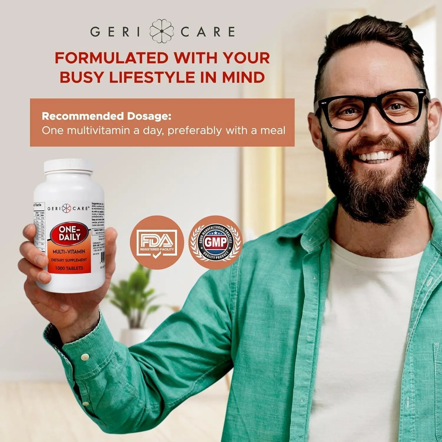 GeriCare Multivitamin Supplement Tablets, (Bottle of 1000) - dailyvitalstore