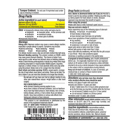 GeriCare Naproxen Sodium Tablets, 220mg (100 Count)- NSAID Extra-Strength Pain Relief for Headache, Arthritis, Muscle Aches, Menstrual Cramps- Film-Coated Naproxen, Anti-Inflammatory & Fever Reducer - dailyvitalstore