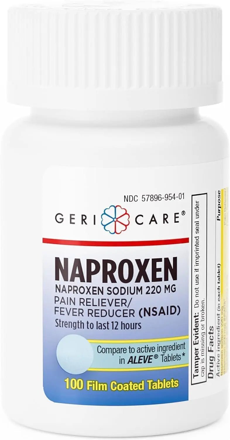 GeriCare Naproxen Sodium Tablets, 220mg (100 Count)- NSAID Extra-Strength Pain Relief for Headache, Arthritis, Muscle Aches, Menstrual Cramps- Film-Coated Naproxen, Anti-Inflammatory & Fever Reducer - dailyvitalstore