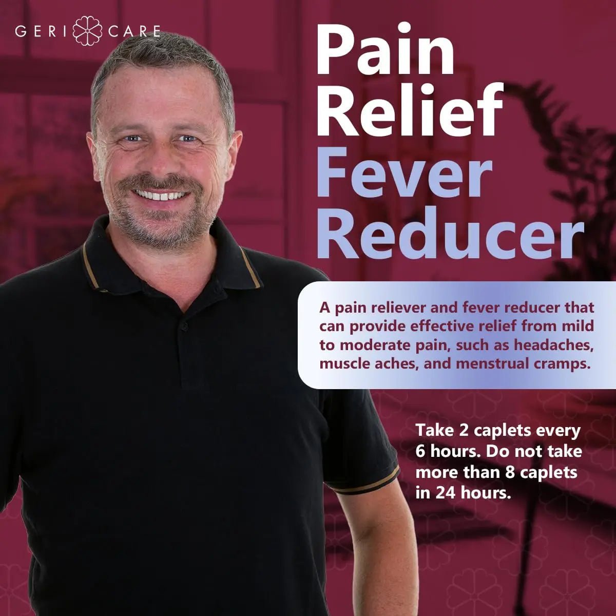 GeriCare Pain Reliever Extra Strength Caplets – 100 Count – Acetaminophen 250mg, Aspirin 250mg (NSAID), Caffeine 65mg – Powerful Triple-Action Formula for Headaches, Migraines & Minor Aches (2 Pack) - dailyvitalstore