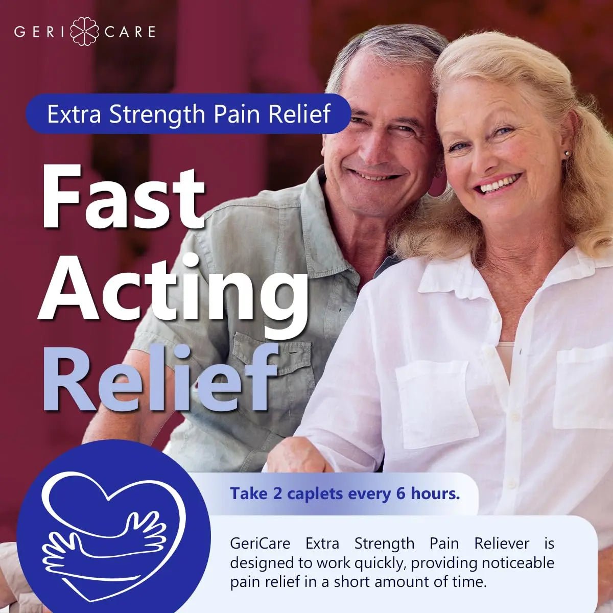 GeriCare Pain Reliever Extra Strength Caplets – 100 Count – Acetaminophen 250mg, Aspirin 250mg (NSAID), Caffeine 65mg – Powerful Triple-Action Formula for Headaches, Migraines & Minor Aches (2 Pack) - dailyvitalstore