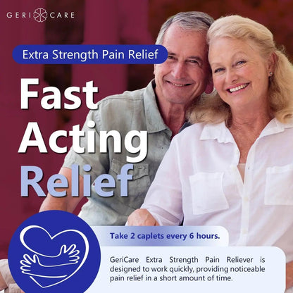 GeriCare Pain Reliever Extra Strength Caplets – 100 Count – Acetaminophen 250mg, Aspirin 250mg (NSAID), Caffeine 65mg – Powerful Triple-Action Formula for Headaches, Migraines & Minor Aches (2 Pack) - dailyvitalstore