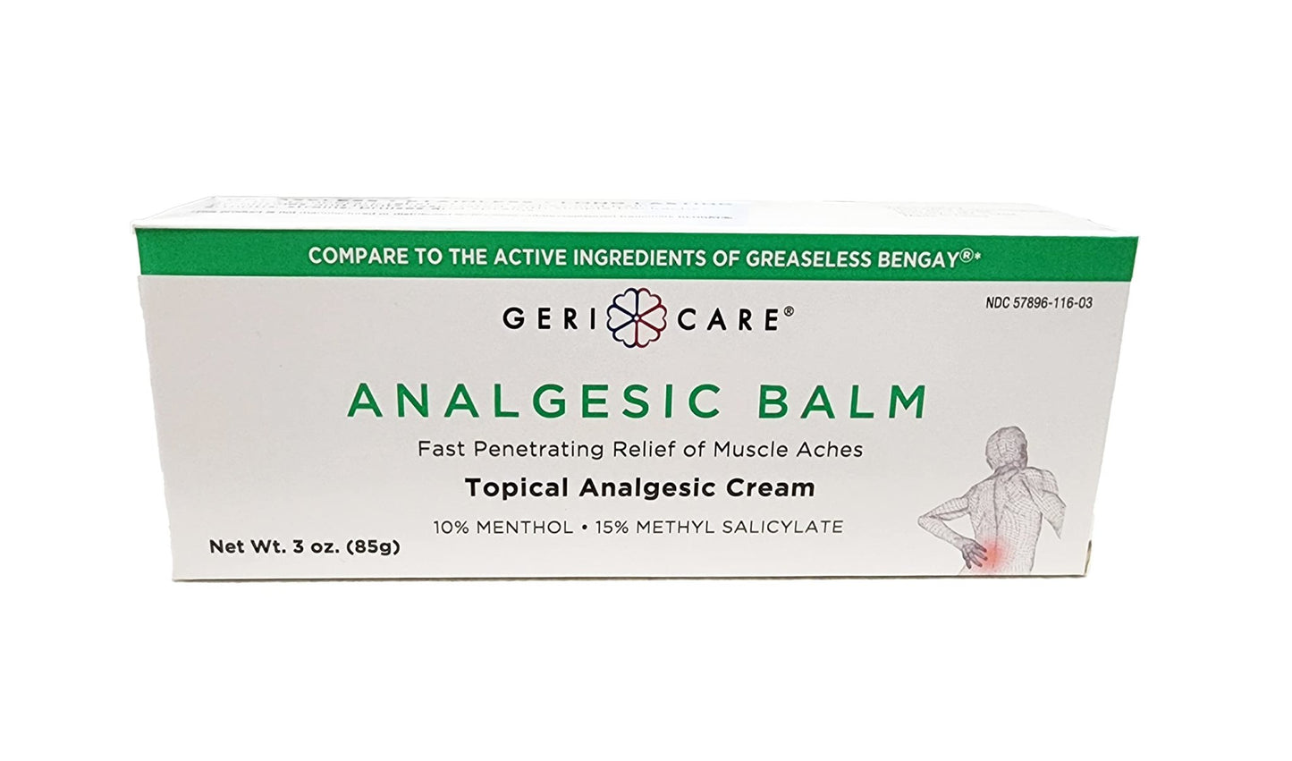 GeriCare Topical Analgesic Cream, Menthol 10%, Methyl Salicylate 15%, Fast Absorption, Pain Relief of Minor Muscle Aches, Body Stiffness, Joint Pain & Soreness, 3 Ounce (Pack of 1) - dailyvitalstore