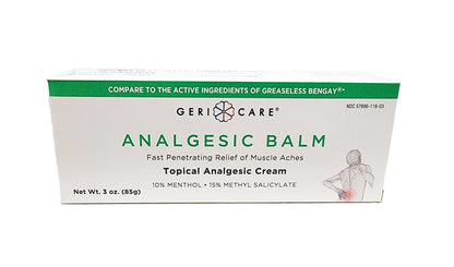 GeriCare Topical Analgesic Cream, Menthol 10%, Methyl Salicylate 15%, Fast Absorption, Pain Relief of Minor Muscle Aches, Body Stiffness, Joint Pain & Soreness, 3 Ounce (Pack of 1) - dailyvitalstore
