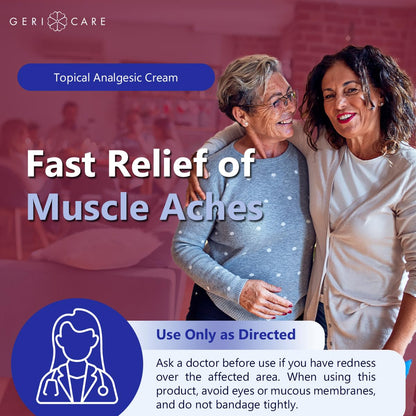 GeriCare Topical Analgesic Cream, Menthol 10%, Methyl Salicylate 15%, Fast Absorption, Pain Relief of Minor Muscle Aches, Body Stiffness, Joint Pain & Soreness, 3 Ounce (Pack of 1) - dailyvitalstore