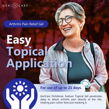 GeriCare Topical Arthritis Pain Relief Gel Diclofenac Sodium 1% (NSAID) Hand Wrist Elbow Foot Ankle Knee Extra-Strength Pain Reliever- Anti-inflammatory Arthritis Pain Treatment, 3.53oz (3 Pack) - dailyvitalstore