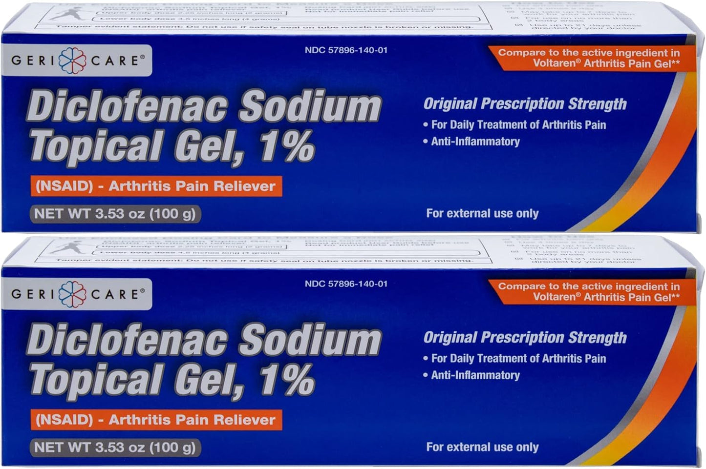 GeriCare Topical Arthritis Pain Relief Gel Diclofenac Sodium 1% (NSAID) Hand Wrist Elbow Foot Ankle Knee Extra-Strength Pain Reliever- Anti-inflammatory Arthritis Pain Treatment, 3.53oz (2 Pack) - dailyvitalstore