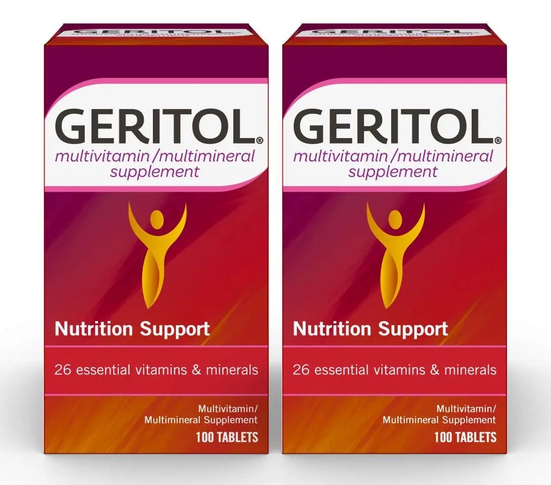 Geritol Multi-Vitamin Nutritional Support Tablets, Balance of 26 Essential Vitamins and Minerals, 100-Count Bottles (Pack of 2) - dailyvitalstore