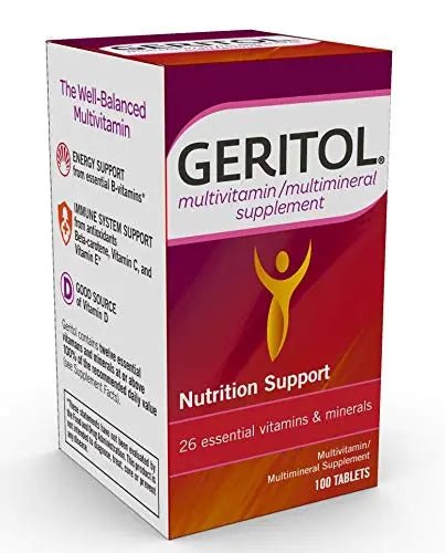 Geritol Multi-Vitamin Nutritional Support Tablets, Balance of 26 Essential Vitamins and Minerals, 100-Count Bottles (Pack of 2) - dailyvitalstore