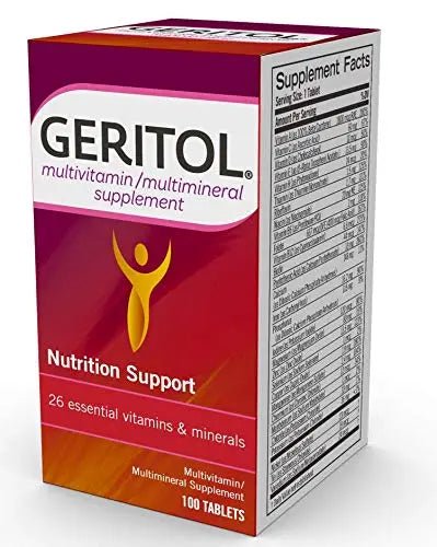 Geritol Multi-Vitamin Nutritional Support Tablets, Balance of 26 Essential Vitamins and Minerals, 100-Count Bottles (Pack of 2) - dailyvitalstore