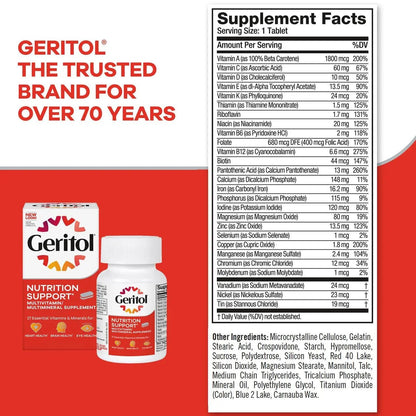 Geritol, Multivitamin Supplement, Contains Antioxidants, Vitamins B, C, E & D and Iron, 27, Minerals, Gluten-Free - dailyvitalstore