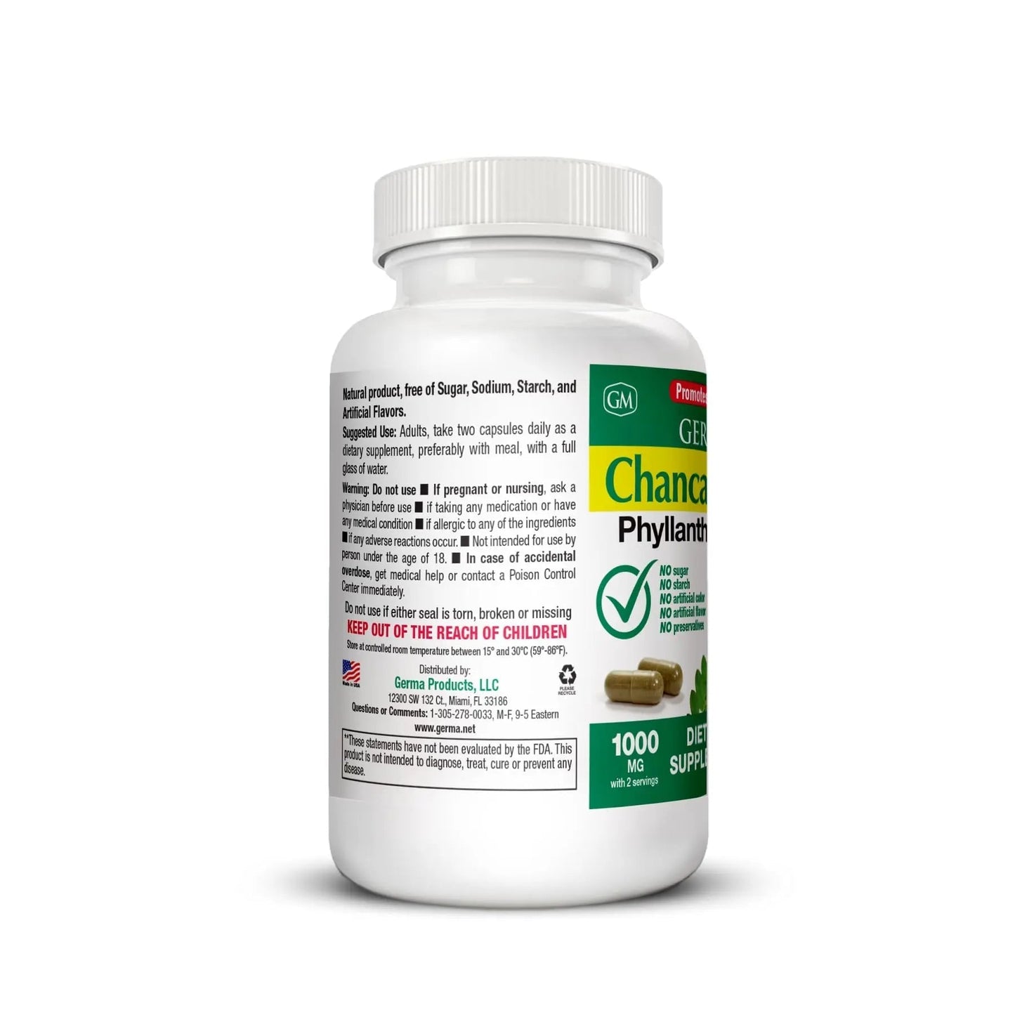 Germa Chanca Piedra Supplement – 500mg Phyllanthus Niruri – Traditional Stone Breaker Herb for Urinary & Kidney Support – Rainforest Botanical – 100% Natural Vegan Capsules, 100 Count - dailyvitalstore