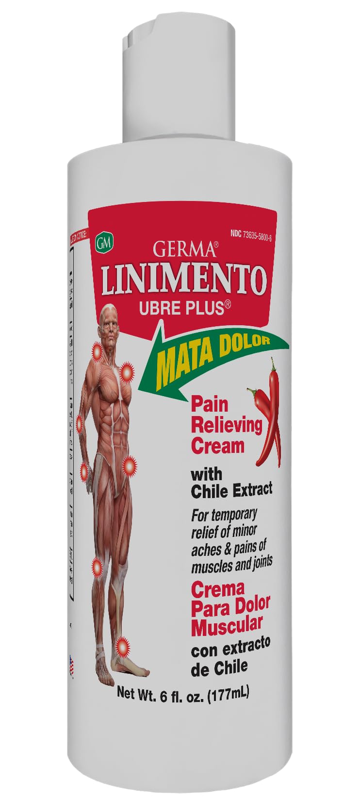 Germa Liniment Udder Plus. Natural Topical Analgesic Ointment. Relief for Pain and Aches in Joints and Back. With Chile Extract. 6 oz. Pack of 3 - dailyvitalstore
