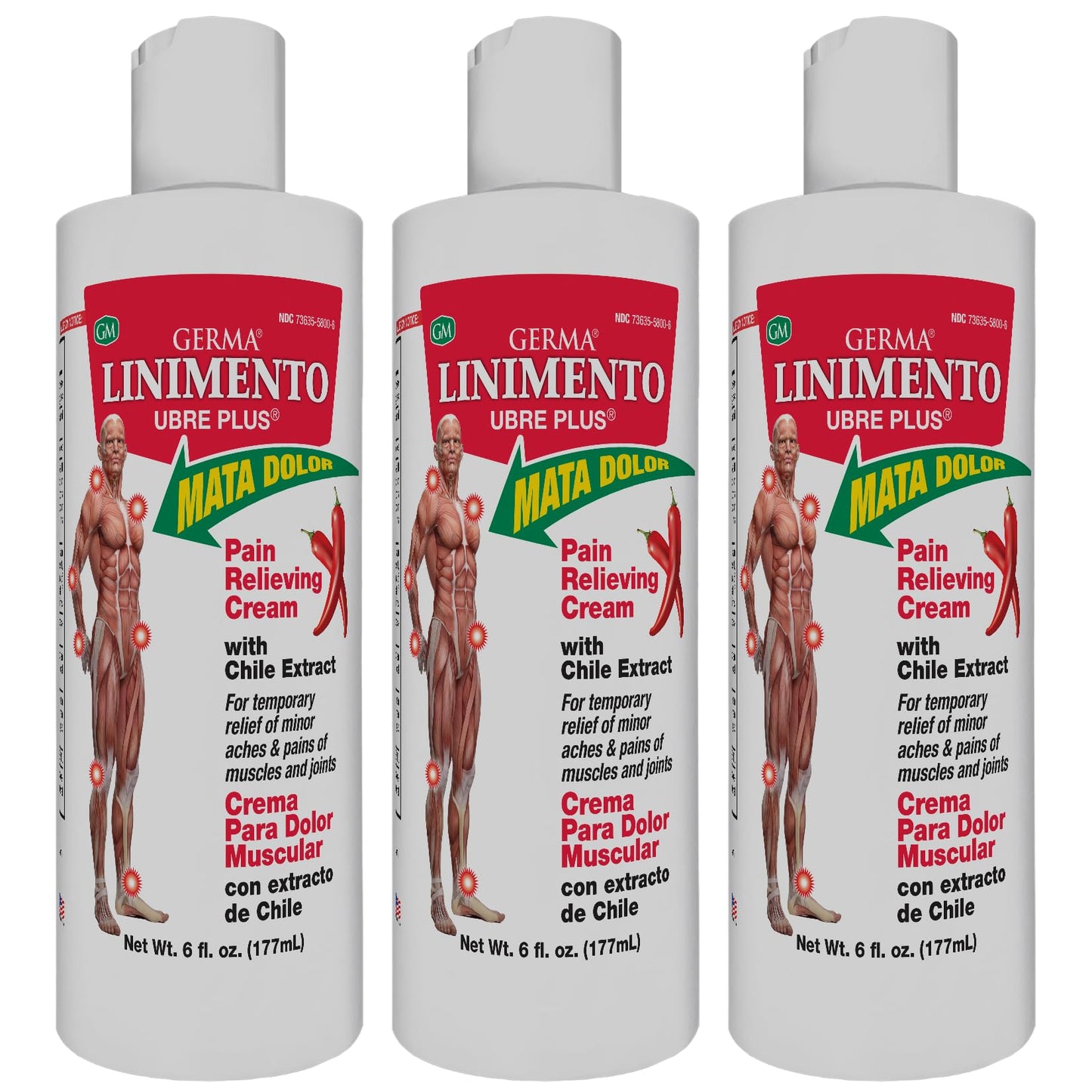 Germa Liniment Udder Plus. Natural Topical Analgesic Ointment. Relief for Pain and Aches in Joints and Back. With Chile Extract. 6 oz. Pack of 3 - dailyvitalstore