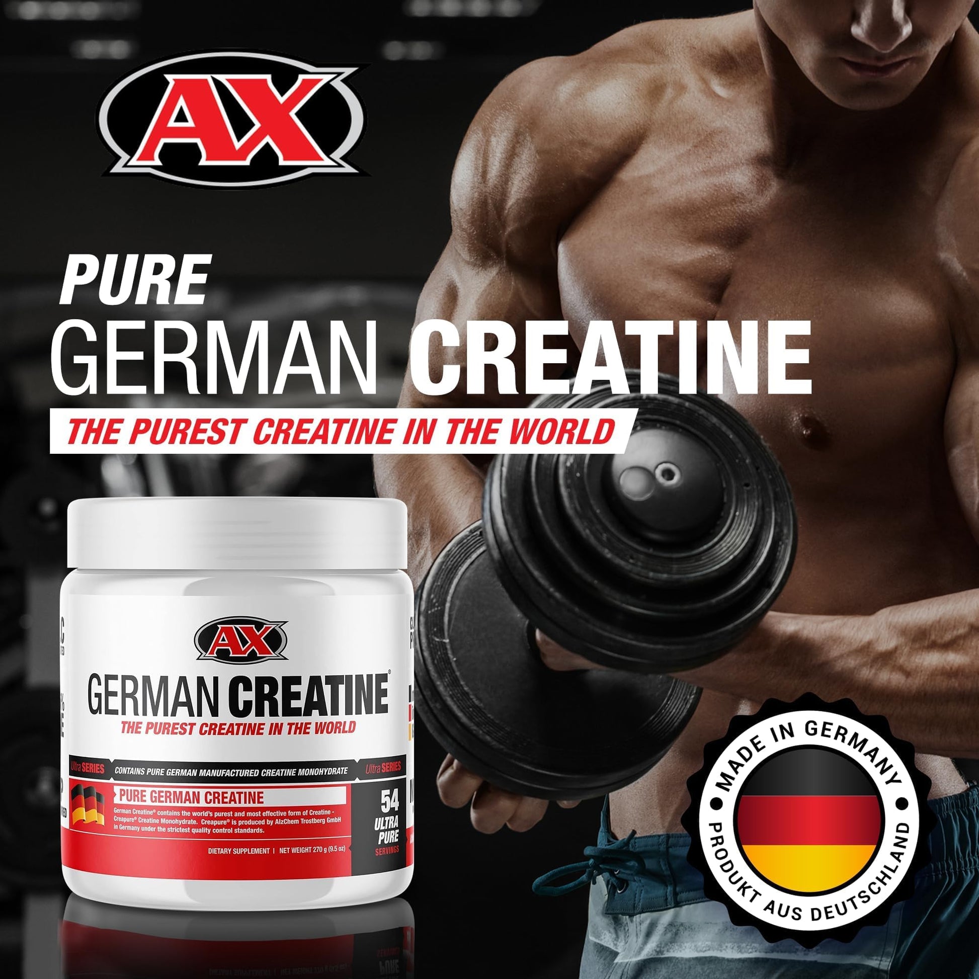 German Creatine - Micronized Creatine Monohydrate Powder, 99.99% Pure Creapure for Muscle Growth, Strength & Performance, Supports Muscle Recovery, 3rd Party Tested - dailyvitalstore