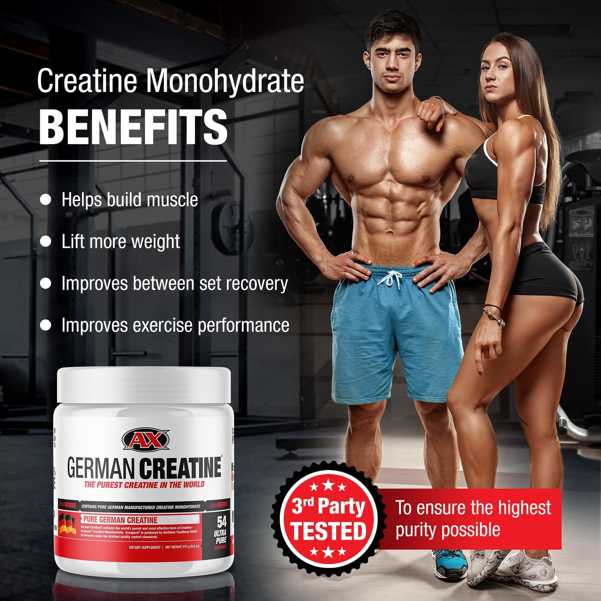 German Creatine - Micronized Creatine Monohydrate Powder, 99.99% Pure Creapure for Muscle Growth, Strength & Performance, Supports Muscle Recovery, 3rd Party Tested - dailyvitalstore