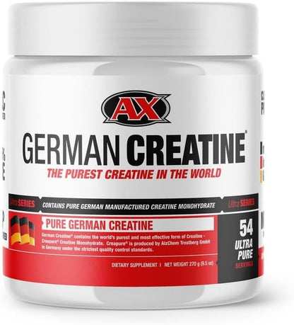 German Creatine - Micronized Creatine Monohydrate Powder, 99.99% Pure Creapure for Muscle Growth, Strength & Performance, Supports Muscle Recovery, 3rd Party Tested, Unflavored - 270g (54 Servings) - dailyvitalstore