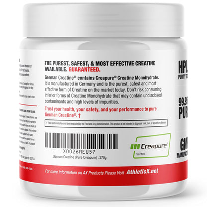 German Creatine - Micronized Creatine Monohydrate Powder, 99.99% Pure Creapure for Muscle Growth, Strength & Performance, Supports Muscle Recovery, 3rd Party Tested, Unflavored - 270g (54 Servings) - dailyvitalstore