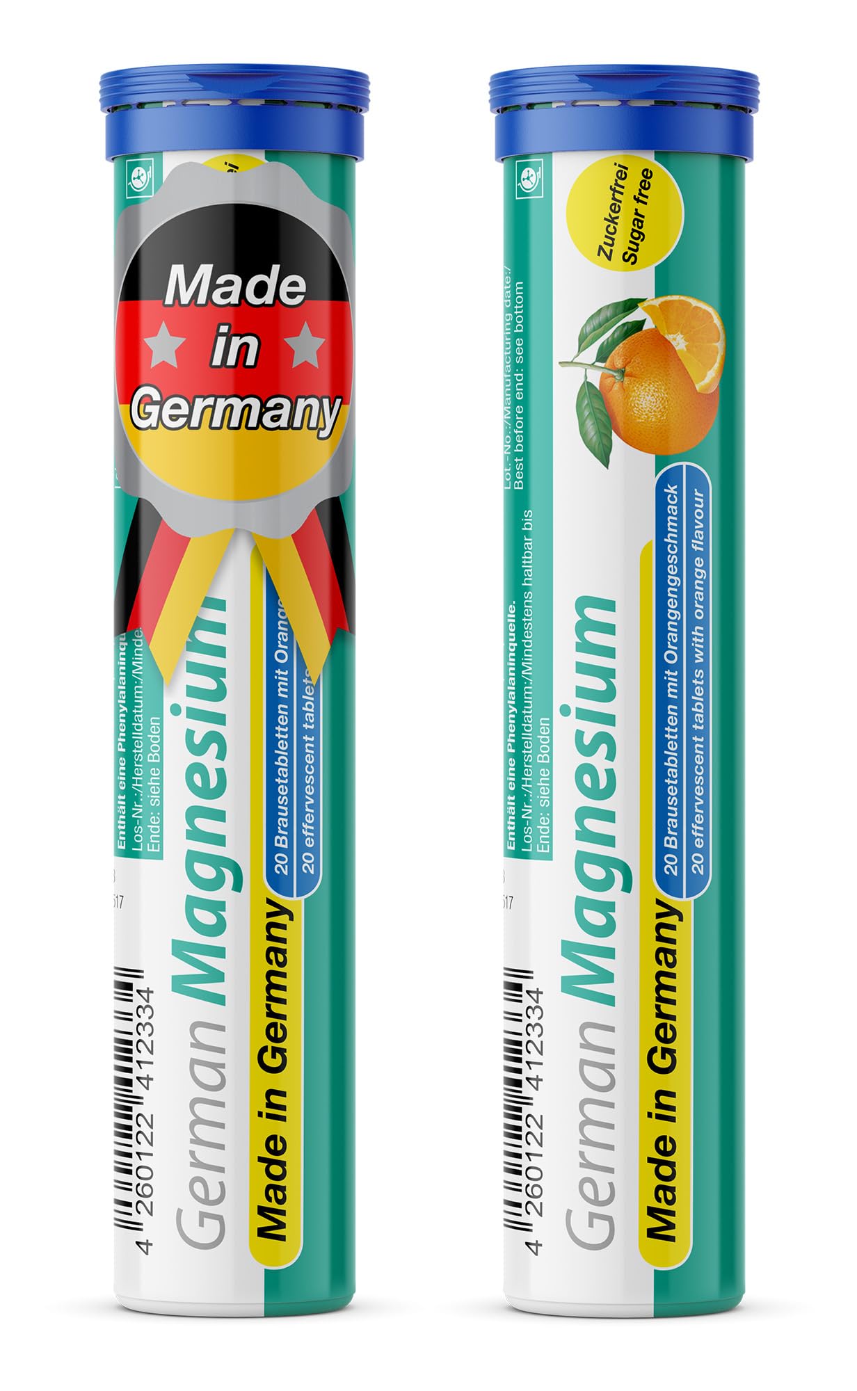 German Magnesium Oxide Supplement | Effervescent Tablets | Orange Flavor – 200 mg Magnesium per Serving | Sugar Free, Vegan – T&D Pharma – Made in Germany - dailyvitalstore
