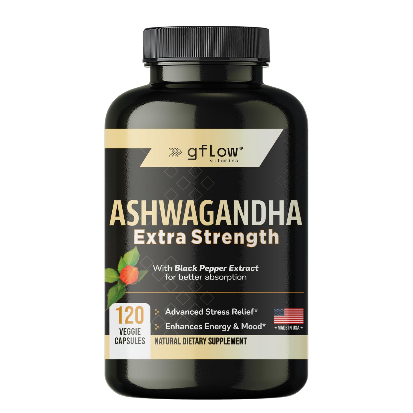 gflow vitamins Ashwagandha Supplements for Women and Men | Sleep, Mood and Energy Support | Extra Strength - dailyvitalstore