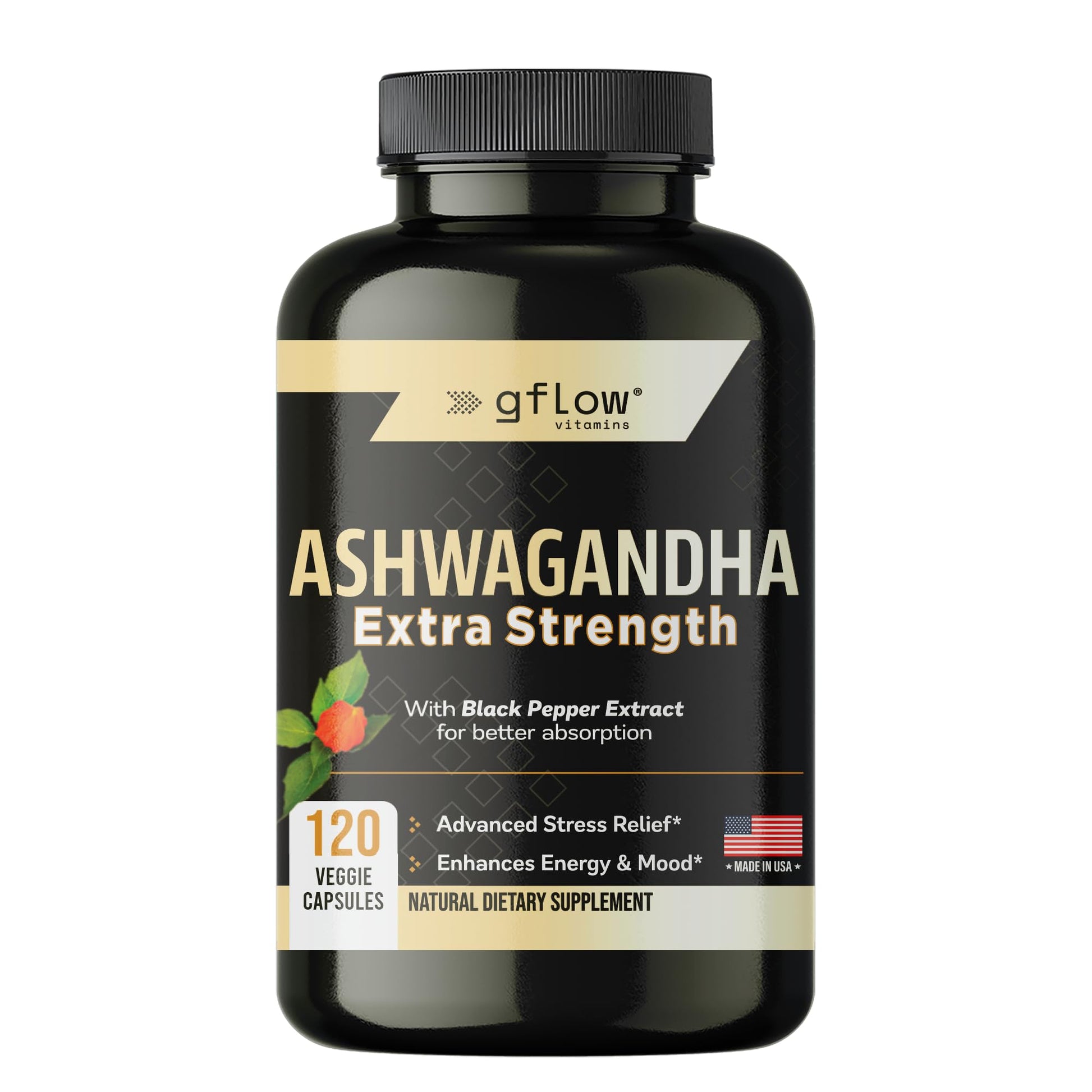 gflow vitamins Ashwagandha Supplements for Women and Men | Sleep, Mood and Energy Support | Extra Strength - dailyvitalstore