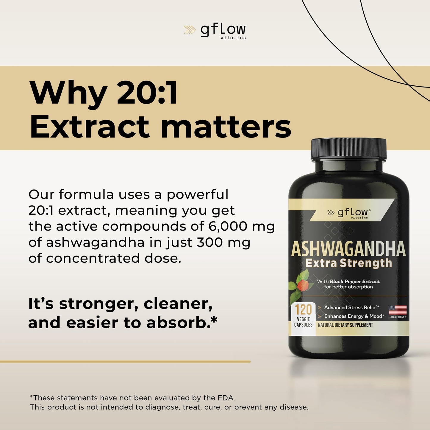 gflow vitamins Ashwagandha Supplements for Women and Men | Sleep, Mood and Energy Support | Extra Strength - dailyvitalstore