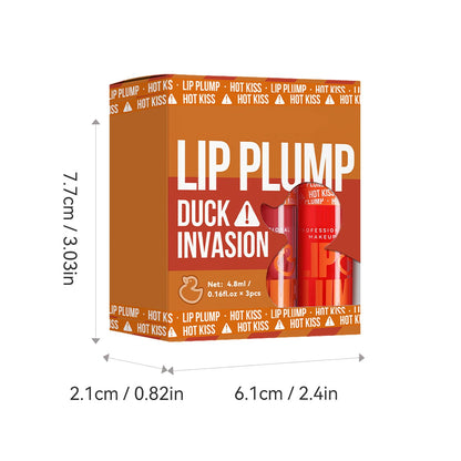 GHFCZOO 3 Colors Duck Lip Plumper Gloss, Hydrating Glitter Shine Primer Lip Tint, Non-Sticky Korean Plumping Lip Oil, Moisturizing Tinted Lip Balm for Sexy, Glossy Lips (Set A, 3pcs/set) - dailyvitalstore