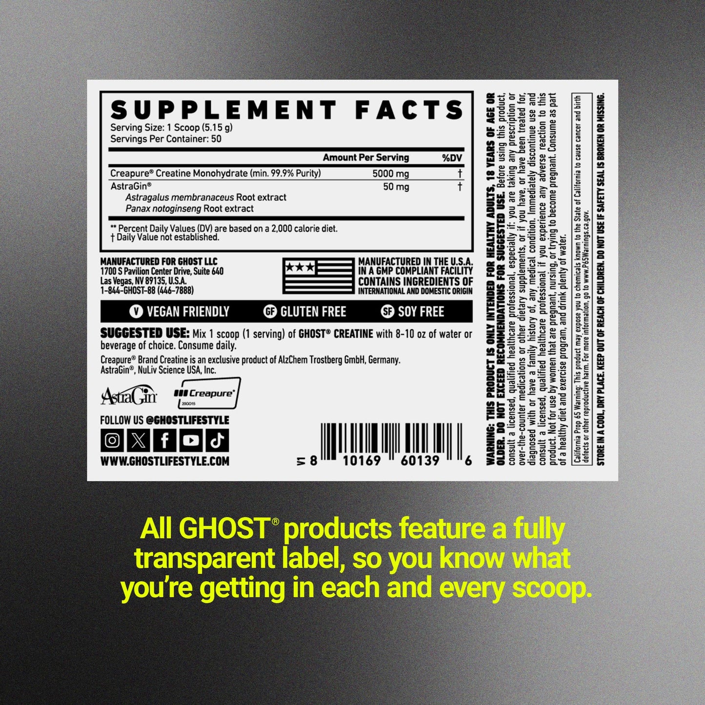 GHOST Basics Creatine Monohydrate Powder for Men & Women – 5G Creapure Creatine Workout Supplement for Muscle Gain – Vegan, Soy Free & Gluten Free - 50 Servings - dailyvitalstore