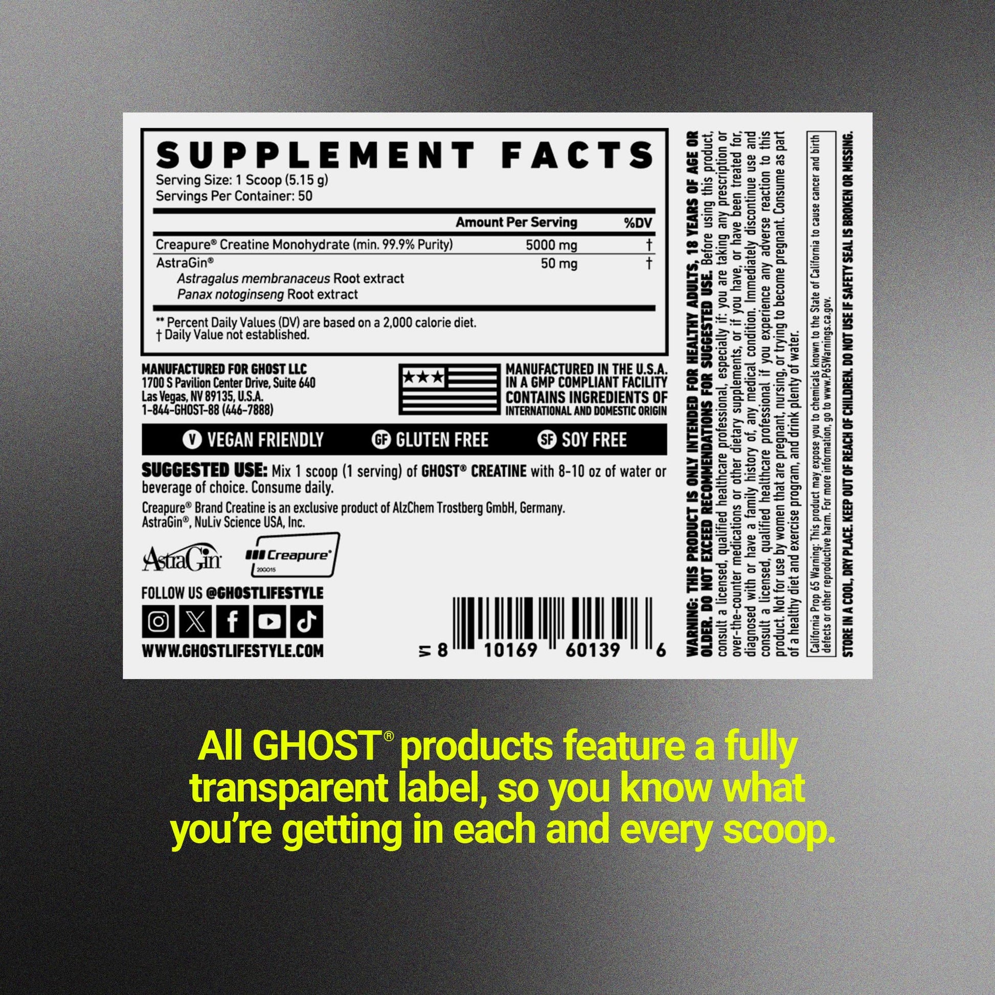 GHOST Basics Creatine Monohydrate Powder for Men & Women – 5G Creapure Creatine Workout Supplement for Muscle Gain – Vegan, Soy Free & Gluten Free - 50 Servings - dailyvitalstore