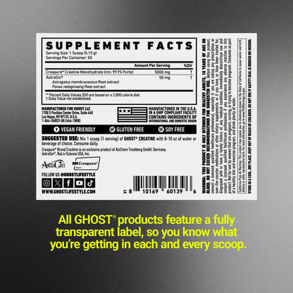 GHOST Basics Creatine Monohydrate Powder for Men & Women – 5G Creapure Creatine Workout Supplement for Muscle Gain – Vegan, Soy Free & Gluten Free - 50 Servings - dailyvitalstore