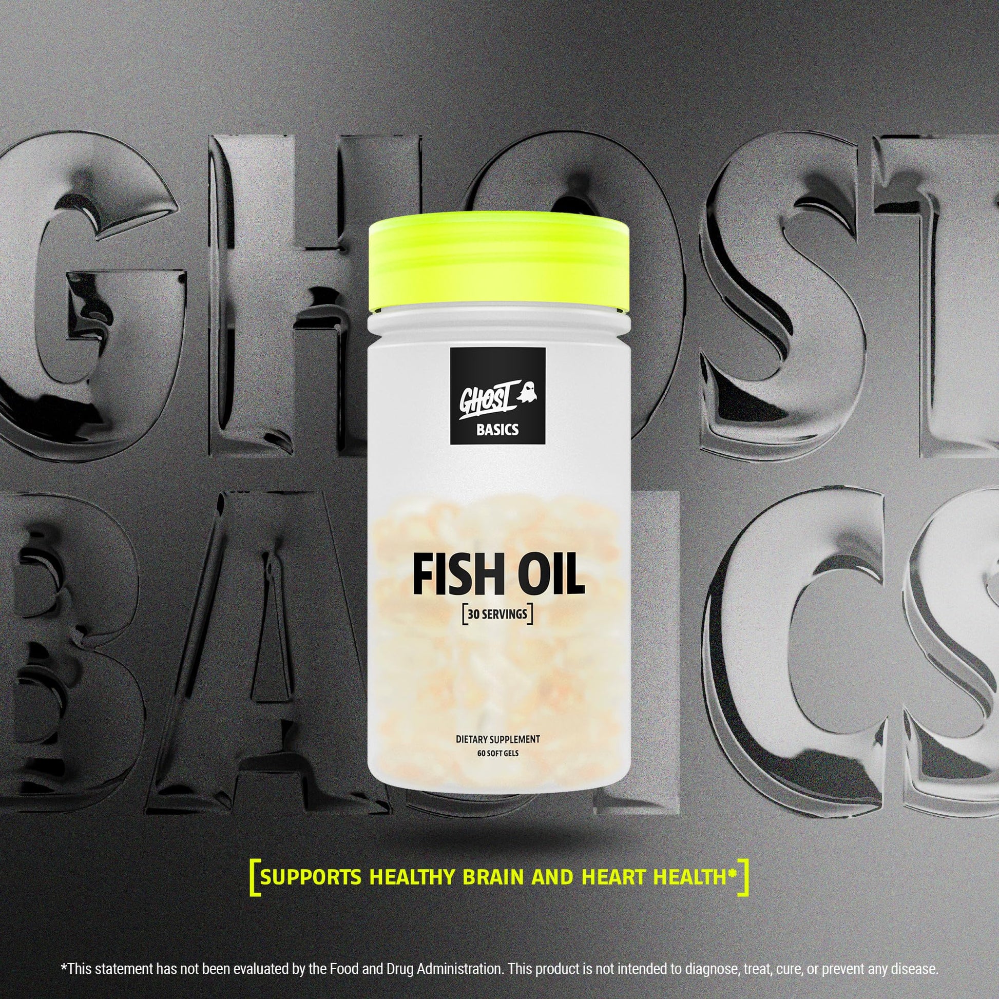 GHOST Basics Fish Oil Supplement, 3000MG Daily Omega 3 Fatty Acids with DHA & EPA for Brain, Heart Health & Immunity Support - Gluten-Free & Soy-Free - 60 Enteric Coated Softgels - dailyvitalstore
