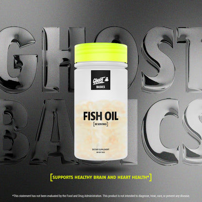 GHOST Basics Fish Oil Supplement, 3000MG Daily Omega 3 Fatty Acids with DHA & EPA for Brain, Heart Health & Immunity Support - Gluten-Free & Soy-Free - 60 Enteric Coated Softgels - dailyvitalstore