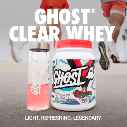 GHOST Clear Whey Isolate Protein Powder, Strawberry Watermelon - 1.57 LB Tub, 25G of Whey Protein - Post Workout Drink for Muscle Gain & Recovery – Sugar Free, Soy Free & Zero Fat, 20 Servings - dailyvitalstore